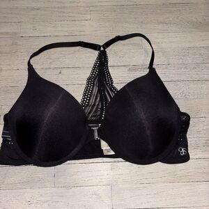 Jessica Simpson Racer back push Up Bra Size 36C Black Front Closure